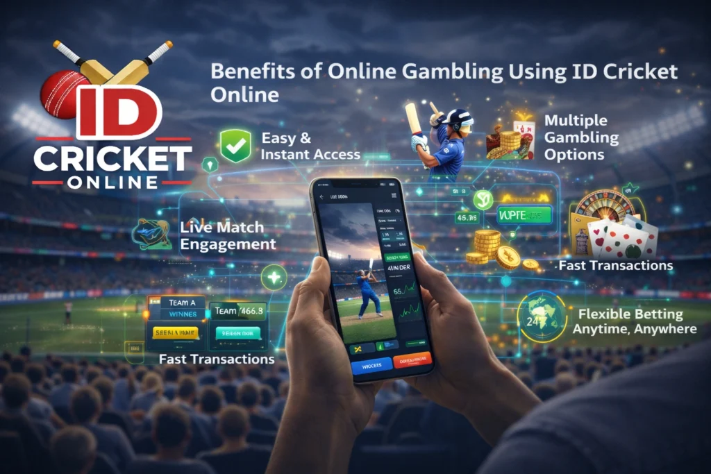 Benefits of online gambling using ID Cricket Online including live betting, fast transactions, and multiple gambling options