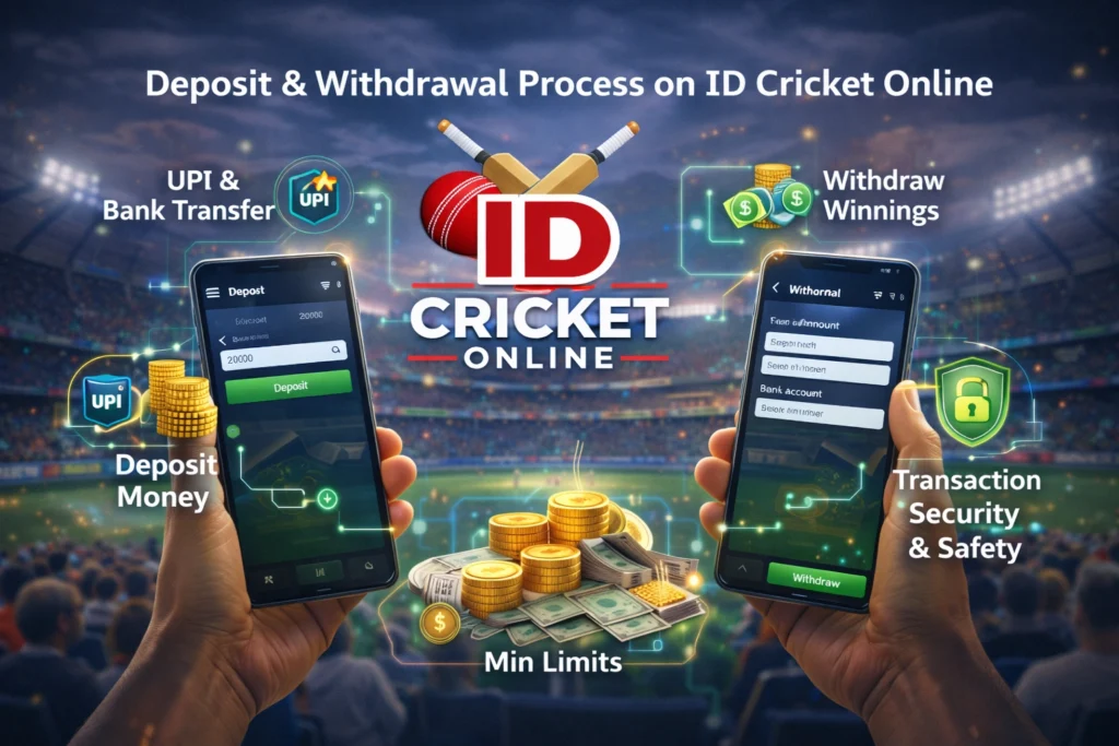 Deposit and withdrawal process on ID Cricket Online using UPI and bank transfer with secure transactions