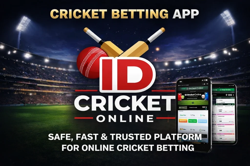 IDCricketOnline cricket betting app showing live online cricket betting platform with instant cricket ID, secure betting, and fast withdrawal options in India