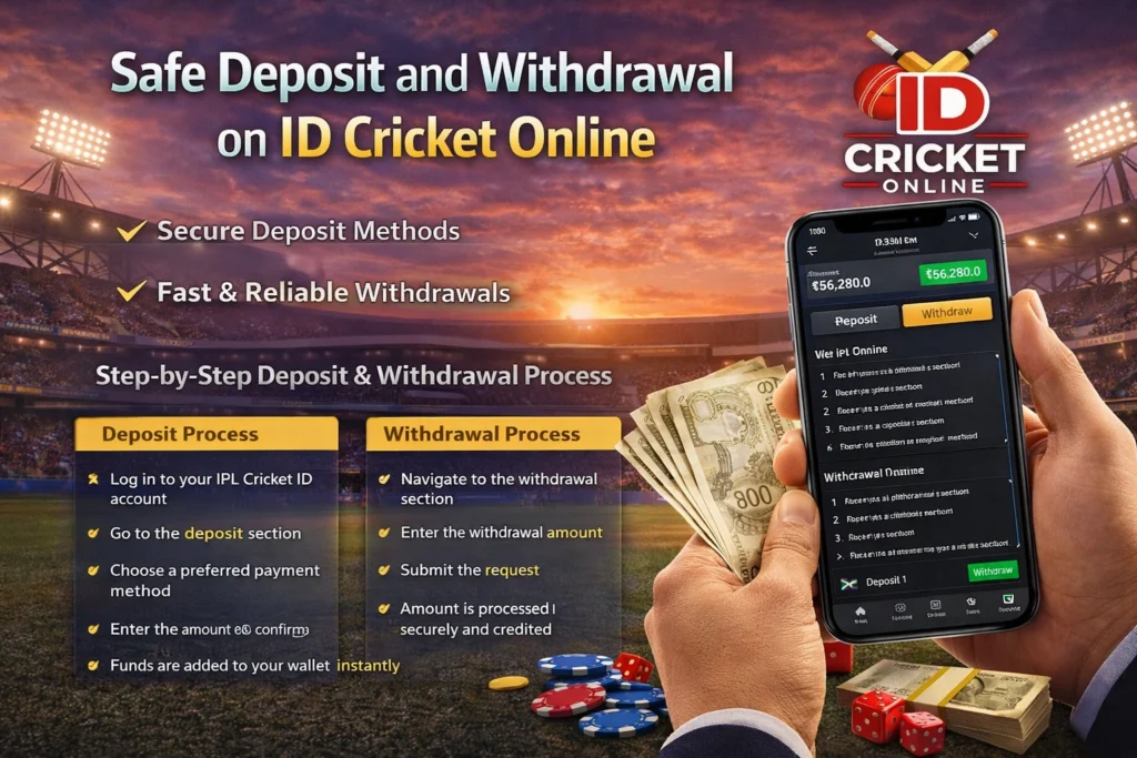 Safe deposit and withdrawal for IPL cricket ID on ID Cricket Online