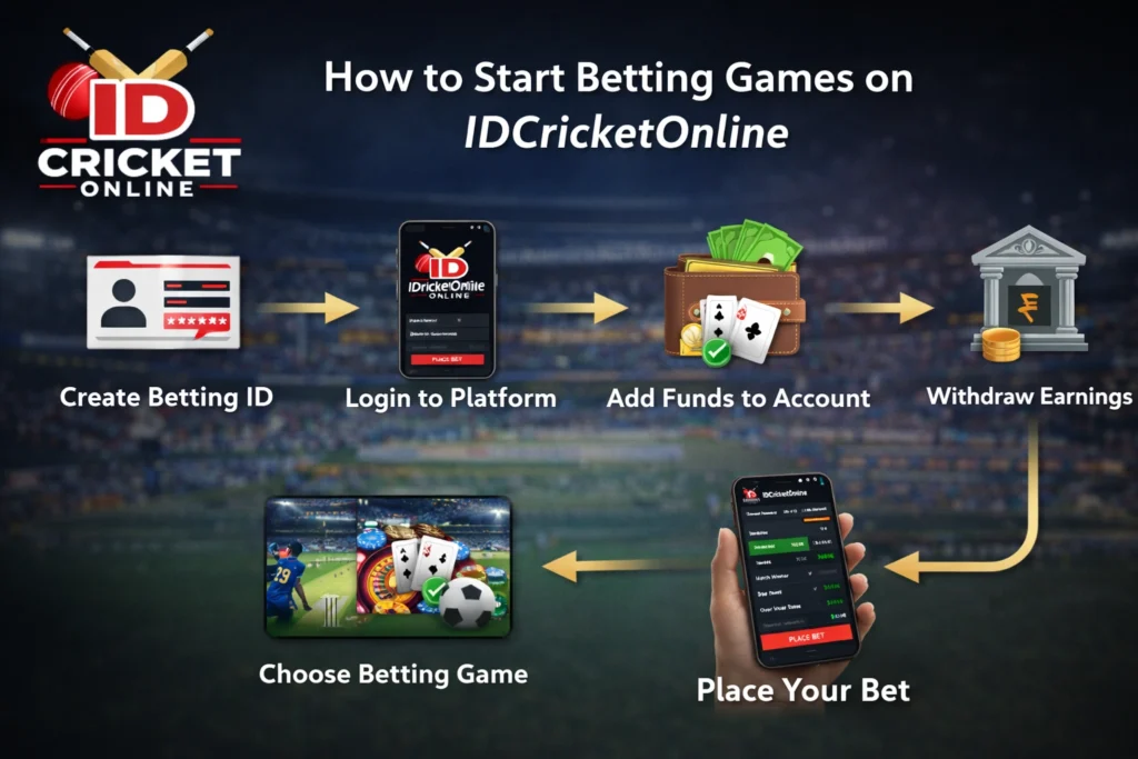 Indian users placing betting games on IDCricketOnline using mobile phones and laptop while watching a live cricket match
