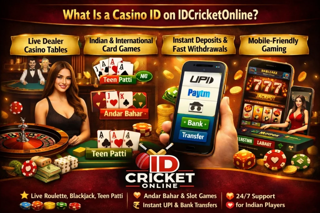 Casino ID on IDCricketOnline with live casino games and instant UPI deposits