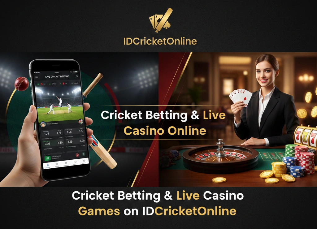Cricket betting and live casino games on IDCricketOnline with real money options
