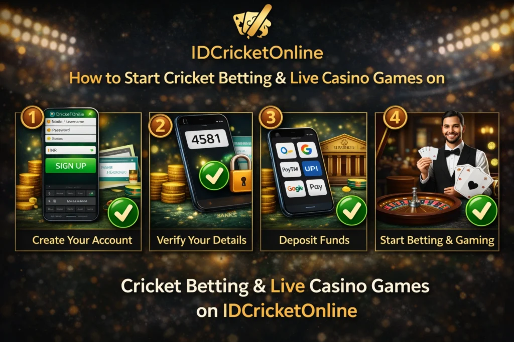 How to start cricket betting and live casino games on IDCricketOnline step by step